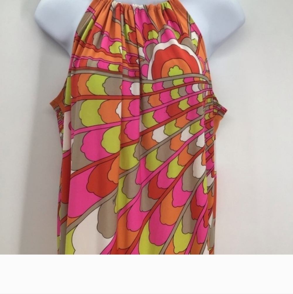 Trina Turk Retro Mod Stretch Mini Halter Summer Dress Beach Resort Pink Size 8 - Picture 5 of 7